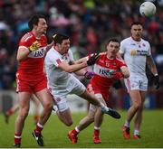 22 May 2016; Sean Cavanagh of Tyrone in action against James Kielt, centre, of Derry during the Ulster GAA Football Senior Championship, Quarter-Final, at Celtic Park, Derry.  Photo by Philip Fitzpatrick/Sportsfile