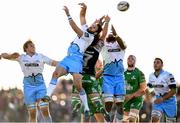 21 May 2016; Sean Lamont and Leone Nakarawa, right, of Glasgow Warriors with Jake Heenan of Connacht during the Guinness PRO12 Play-off match between Connacht and Glasgow Warriors at the Sportsground in Galway. Photo by Stephen McCarthy/Sportsfile