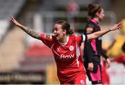 22 May 2016; Pearl Slattery of Shelbourne Ladies celebrates after scoring her side's first goal during the Continental Tyres Women's National League Replay at Tallaght Stadium, Tallaght, Co. Dublin.  Photo by David Maher/Sportsfile