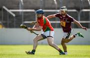22 May 2016; Seamus Murphy of Carlow in action against Gary Greville of Westmeath during the Leinster GAA Hurling Championship Qualifier, Round 3, at Netwatch Cullen Park, Carlow.  Photo by Sam Barnes/Sportsfile