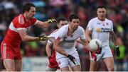 22 May 2016; Sean Cavanagh of Tyrone in action against James Kielt of Derry during the Ulster GAA Football Senior Championship, Quarter-Final, at Celtic Park, Derry. pic by Philip Fitzpatrick