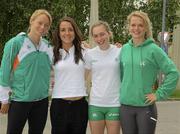 19 June 2010; Ireland's 4x100m Women's relay team, from left to right, Derval O'Rourke, Claire Brady, Niamh Whelan and Ailis McSweeney who finished in second place with a time of 45.40. The 2nd European Team Championship in Athletics, 1st League, Budapest, Hungary. Picture credit: Tomas Greally / SPORTSFILE