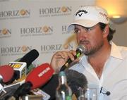 23 June 2010; Golfer Graeme McDowell speaking at a press conference on his return home following his victory in the US Open Championship in Pebble Beach, California, last weekend. Rathmore Golf Club, Portrush, Co. Antrim. Picture credit: Oliver McVeigh / SPORTSFILE