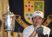 23 June 2010; Golfer Graeme McDowell speaking at a press conference on his return home following his victory in the US Open Championship in Pebble Beach, California, last weekend. Rathmore Golf Club, Portrush, Co. Antrim. Picture credit: Oliver McVeigh / SPORTSFILE