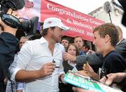 23 June 2010; Golfer Graeme McDowell signs autographs for fans on his return home following his victory in the US Open Championship in Pebble Beach, California, last weekend. Rathmore Golf Club, Portrush, Co. Antrim. Picture credit: Oliver McVeigh / SPORTSFILE