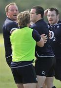 24 June 2010; Ireland's Mick O'Driscoll, Shane Jennings and Cian Healy during squad training ahead of their game against Australia on Saturday 26 June. Ireland Rugby Squad Training, Anglican Grammar School, Brisbane, Australia. Picture credit: Tony Phillips / SPORTSFILE