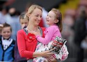 25 June 2010; Four year old Kayleigh Whyte-Dooley from Newbridge, Co. Kildare, with her mother Nicola at the first day of the Irish Derby Festival, the Curragh Racecourse, Curragh, Co. Kildare. Picture credit: Matt Browne / SPORTSFILE