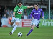 25 June 2010; Dave Webster, Bray Wanderers, in action against Gary Twigg, Shamrock Rovers. Airtricity League Premier Division, Bray Wanderers v Shamrock Rovers, Carlisle Grounds, Bray, Co. Wicklow. Picture credit: Barry Cregg / SPORTSFILE