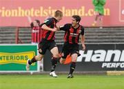 25 June 2010; Paddy Madden, left, Bohemians, celebrates with team-mate Gareth McGlynn, after scoring his side's first goal. Airtricity League Premier Division, Bohemians v Dundalk, Dalymount Park, Dublin. Photo by Sportsfile