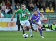 25 June 2010; Dessie Baker, Shamrock Rovers, in action against Dave Webster, Bray Wanderers. Airtricity League Premier Division, Bray Wanderers v Shamrock Rovers, Carlisle Grounds, Bray, Co. Wicklow. Picture credit: Barry Cregg / SPORTSFILE