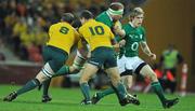 26 June 2010; Ireland's Mick O'Driscoll and Andrew Trimble, right, in action against Australia. Summer Tour 2010, Australia v Ireland, Suncorp Stadium, Brisbane, Queensland, Australia. Picture credit: Tony Phillips / SPORTSFILE