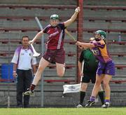 26 June 2010; Brenda Hanney, Galway, in action against Noreen Lambert, Wexford. Gala All-Ireland Senior Camogie Championship, Galway v Wexford. Kenny Park, Athenry, Co Galway. Picture credit: Diarmuid Greene / SPORTSFILE