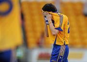 26 June 2010; A dejected Kevin Cahill, Clare, at the final whistle of extra time. GAA Football All-Ireland Senior Championship Qualifier Round 1, Offaly v Clare, O'Connor Park, Tullamore, Co. Offaly. Picture credit: Brendan Moran / SPORTSFILE