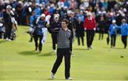 22 May 2016; Rory McIlroy of Northern Ireland acknowledges the crowd as he makes his way to the 18th green during the final round of the Dubai Duty Free Irish Open Golf Championship at The K Club in Straffan, Co. Kildare. Photo by Matt Browne/Sportsfile