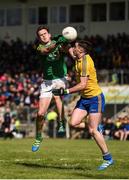 22 May 2016; Michael McWeeney of Leitrim in action against Cathal Cregg of Roscommon during the Connacht GAA Football Senior Championship Quarter-Final between Leitrim and Roscommon at Páirc Seán Mac Diarmada in Carrick-on-Shannon, Co. Leitrim. Photo by Ramsey Cardy/Sportsfile