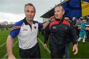 22 May 2016; Tipperary manager Michael Ryan, left, and Cork manager Kieran Kingston following the Munster GAA Hurling Senior Championship Quarter-Final match between Tipperary and Cork at Semple Stadium in Thurles, Co. Tipperary. Photo by Stephen McCarthy/Sportsfile