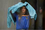 22 May 2016; A Tipperary supporter shelters from the rain during the Munster GAA Hurling Senior Championship Quarter-Final match between Tipperary and Cork at Semple Stadium in Thurles, Co. Tipperary. Photo by Dáire Brennan/SPORTSFILE