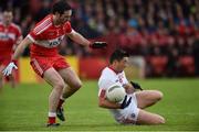 22 May 2016; Ronan O'Neill of Tyrone in action against Oisin Duffy of Derry during the Ulster GAA Football Senior Championship, Quarter-Final, at Celtic Park, Derry.  Photo by Sportsfile