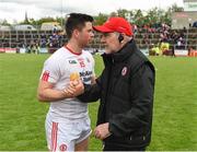 22 May 2016; Tyrone manager Mickey Harte celebrates with Ronan O'Neill after the Ulster GAA Football Senior Championship, Quarter-Final, at Celtic Park, Derry. Photo by Sportsfile
