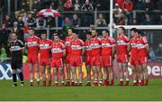 22 May 2016;Derry players during the National Anthem at the during the Ulster GAA Football Senior Championship, Quarter-Final, at Celtic Park, Derry. Photo by Philip Fitzpatrick/Sportsfile