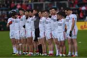 22 May 2016;Tyrone players during the National Anthem at the during the Ulster GAA Football Senior Championship, Quarter-Final, at Celtic Park, Derry. Photo by Philip Fitzpatrick/Sportsfile