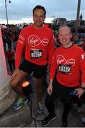22 May 2016; Minister for Social Protection Leo Varadkar T.D., left, and Noel Rock, Fine Gael T.D., right, ahead of the 2016 Virgin Media Night Run in Dublin City Centre, Dublin.  Photo by Seb Daly/Sportsfile