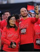 22 May 2016; A couple take a selfie at the start line ahead of the 2016 Virgin Media Night Run in Dublin City Centre, Dublin.  Photo by Seb Daly/Sportsfile