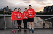22 May 2016; From left, Louise Gaynor, from Mullingar, Co. Westmeath, Sarah Stone, from Tullamore, co. Offaly, Laura and Karl Dermody, from Co. Longford, before the start of the 2016 Virgin Media Night Run  in Dublin City Centre, Dublin. Photo by Tomás Greally/Sportsfile