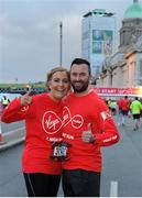 22 May 2016; Michelle and Michael Joyce from Kilnamanagh, Dublin, before the start of the 2016 Virgin Media Night Run  in Dublin City Centre, Dublin. Photo by Tomás Greally/Sportsfile