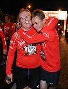 22 May 2016; Kieth Colmey, left, and Evan Fox, from Lucan, Dublin, congratulated each other after finishing the 2016 Virgin Media Night Run in Dublin City Centre, Dublin.  Photo by Seb Daly/Sportsfile