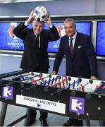 23 May 2016; Neil Lennon and Graeme Souness pictured at the Virgin Media TV3 HD Studio to announce TV3’s Euro 2016 coverage plans. New additions to TV3’s football coverage include Joey Barton, Keith Andrews, Gerry Armstrong and Lawrie Sanchez while Harry Redknapp and Kevin Kilbane will also be regular contributors throughout the tournament. TV3 will broadcast 22 live UEFA Euro 2016 matches this summer kicking off on Saturday 11th June with the pick of the opening weekend matches; England’s tournament opener against Russia. Following this opening game on TV3, the broadcaster will air 20 other games exclusively live from UEFA Euro 2016 live on Free-To-Air television in Ireland, including matches from the last 16 and quarter finals. TV3 will also broadcast the final on 10th July in Paris. Virgin Media TV3 HD Studio, Ballymount, Dublin. 22 May 2016; Neil Lennon and Graeme Souness pictured at the Virgin Media TV3 HD Studio today to announce TV3’s Euro 2016 coverage plans. New additions to TV3’s football coverage include Joey Barton, Keith Andrews, Gerry Armstrong and Lawrie Sanchez while Harry Redknapp and Kevin Kilbane will also be regular contributors throughout the tournament. TV3 will broadcast 22 live UEFA Euro 2016 matches this summer kicking off on Saturday 11th June with the pick of the opening weekend matches; England’s tournament opener against Russia. Following this opening game on TV3, the broadcaster will air 20 other games exclusively live from UEFA Euro 2016 live on Free-To-Air television in Ireland, including matches from the last 16 and quarter finals. TV3 will also broadcast the final on 10th July in Paris. Virgin Media TV3 HD Studio, Ballymount, Dublin. Photo by Ray McManus/Sportsfile