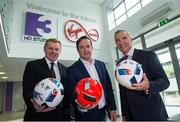 23 May 2016; Neil Lennon , left, Pat Kiely, TV3 Group Managing Director, centre, and Graeme Souness pictured at the Virgin Media TV3 HD Studio to announce TV3’s Euro 2016 coverage plans. New additions to TV3’s football coverage include Joey Barton, Keith Andrews, Gerry Armstrong and Lawrie Sanchez while Harry Redknapp and Kevin Kilbane will also be regular contributors throughout the tournament. TV3 will broadcast 22 live UEFA Euro 2016 matches this summer kicking off on Saturday 11th June with the pick of the opening weekend matches; England’s tournament opener against Russia. Following this opening game on TV3, the broadcaster will air 20 other games exclusively live from UEFA Euro 2016 live on Free-To-Air television in Ireland, including matches from the last 16 and quarter finals. TV3 will also broadcast the final on 10th July in Paris. Virgin Media TV3 HD Studio, Ballymount, Dublin. 22 May 2016; Neil Lennon and Graeme Souness pictured at the Virgin Media TV3 HD Studio today to announce TV3’s Euro 2016 coverage plans. New additions to TV3’s football coverage include Joey Barton, Keith Andrews, Gerry Armstrong and Lawrie Sanchez while Harry Redknapp and Kevin Kilbane will also be regular contributors throughout the tournament. TV3 will broadcast 22 live UEFA Euro 2016 matches this summer kicking off on Saturday 11th June with the pick of the opening weekend matches; England’s tournament opener against Russia. Following this opening game on TV3, the broadcaster will air 20 other games exclusively live from UEFA Euro 2016 live on Free-To-Air television in Ireland, including matches from the last 16 and quarter finals. TV3 will also broadcast the final on 10th July in Paris. Virgin Media TV3 HD Studio, Ballymount, Dublin. Photo by Ray McManus/Sportsfile