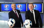 23 May 2016; Neil Lennon and Graeme Souness pictured at the Virgin Media TV3 HD Studio to announce TV3’s Euro 2016 coverage plans. New additions to TV3’s football coverage include Joey Barton, Keith Andrews, Gerry Armstrong and Lawrie Sanchez while Harry Redknapp and Kevin Kilbane will also be regular contributors throughout the tournament. TV3 will broadcast 22 live UEFA Euro 2016 matches this summer kicking off on Saturday 11th June with the pick of the opening weekend matches; England’s tournament opener against Russia. Following this opening game on TV3, the broadcaster will air 20 other games exclusively live from UEFA Euro 2016 live on Free-To-Air television in Ireland, including matches from the last 16 and quarter finals. TV3 will also broadcast the final on 10th July in Paris. Virgin Media TV3 HD Studio, Ballymount, Dublin. 22 May 2016; Neil Lennon and Graeme Souness pictured at the Virgin Media TV3 HD Studio today to announce TV3’s Euro 2016 coverage plans. New additions to TV3’s football coverage include Joey Barton, Keith Andrews, Gerry Armstrong and Lawrie Sanchez while Harry Redknapp and Kevin Kilbane will also be regular contributors throughout the tournament. TV3 will broadcast 22 live UEFA Euro 2016 matches this summer kicking off on Saturday 11th June with the pick of the opening weekend matches; England’s tournament opener against Russia. Following this opening game on TV3, the broadcaster will air 20 other games exclusively live from UEFA Euro 2016 live on Free-To-Air television in Ireland, including matches from the last 16 and quarter finals. TV3 will also broadcast the final on 10th July in Paris. Virgin Media TV3 HD Studio, Ballymount, Dublin. Photo by Ray McManus/Sportsfile