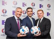 23 May 2016; Graeme Souness, left, host Tommy Martin and Neil Lennon pictured at the Virgin Media TV3 HD Studio to announce TV3’s Euro 2016 coverage plans. New additions to TV3’s football coverage include Joey Barton, Keith Andrews, Gerry Armstrong and Lawrie Sanchez while Harry Redknapp and Kevin Kilbane will also be regular contributors throughout the tournament. TV3 will broadcast 22 live UEFA Euro 2016 matches this summer kicking off on Saturday 11th June with the pick of the opening weekend matches; England’s tournament opener against Russia. Following this opening game on TV3, the broadcaster will air 20 other games exclusively live from UEFA Euro 2016 live on Free-To-Air television in Ireland, including matches from the last 16 and quarter finals. TV3 will also broadcast the final on 10th July in Paris. Virgin Media TV3 HD Studio, Ballymount, Dublin. 22 May 2016; Neil Lennon and Graeme Souness pictured at the Virgin Media TV3 HD Studio today to announce TV3’s Euro 2016 coverage plans. New additions to TV3’s football coverage include Joey Barton, Keith Andrews, Gerry Armstrong and Lawrie Sanchez while Harry Redknapp and Kevin Kilbane will also be regular contributors throughout the tournament. TV3 will broadcast 22 live UEFA Euro 2016 matches this summer kicking off on Saturday 11th June with the pick of the opening weekend matches; England’s tournament opener against Russia. Following this opening game on TV3, the broadcaster will air 20 other games exclusively live from UEFA Euro 2016 live on Free-To-Air television in Ireland, including matches from the last 16 and quarter finals. TV3 will also broadcast the final on 10th July in Paris. Virgin Media TV3 HD Studio, Ballymount, Dublin. Photo by Ray McManus/Sportsfile