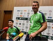 23 May 2016; Shay Given and Callum O'Dowda, left, of Republic of Ireland during a press conference in the National Sports Campus, Abbotstown, Dublin. Photo by David Maher/Sportsfile