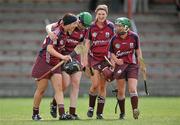 26 June 2010; Galway's Jessica Gill, far left, who scored the winning goal from a late free, is congratulated by team-mates, from left, Brenda Hanney, Aislinn Connolly and Orla Kilkenny after victory over Wexford. Gala All-Ireland Senior Camogie Championship, Galway v Wexford. Kenny Park, Athenry, Co Galway. Picture credit: Diarmuid Greene / SPORTSFILE