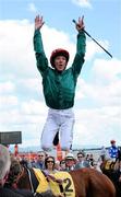27 June 2010; Frankie Dettori celebrates after winning the Dubai Duty Free Double Millionaire Handicap on Sea Lord. Irish Derby Festival, the Curragh Racecourse, Curragh, Co. Kildare. Picture credit: Matt Browne / SPORTSFILE