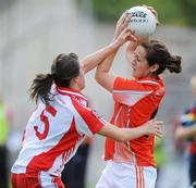 27 June 2010; Caroline O'Hanlon, Armagh, in action against Maria Donnelly, Tyrone. TG4 Ladies Football Ulster Senior Championship Semi-Final, Tyrone v Armagh, Kingspan Breffni Park, Cavan. Picture credit: Oliver McVeigh / SPORTSFILE