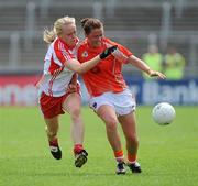 27 June 2010; Shauna O'Hagan, Armagh, in action against Neamh Woods, Tyrone. TG4 Ladies Football Ulster Senior Championship Semi-Final, Tyrone v Armagh, Kingspan Breffni Park, Cavan. Picture credit: Oliver McVeigh / SPORTSFILE