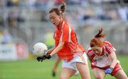 27 June 2010; Maghdilin McAlinden, Armagh, in action against Sinead McLaughlin, Tyrone. TG4 Ladies Football Ulster Senior Championship Semi-Final, Tyrone v Armagh, Kingspan Breffni Park, Cavan. Picture credit: Oliver McVeigh / SPORTSFILE