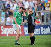 27 June 2010; Rory Gallagher, Fermanagh, looks for assistance, aided by referee Marty Duffy. Ulster GAA Football Senior Championship Semi-Final, Fermanagh v Monaghan, Kingspan Breffni Park, Cavan. Picture credit: Oliver McVeigh / SPORTSFILE