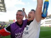 27 June 2010; Louth manager Peter Fitzpatrick, right, celebrates with physio Declan Gartland at the end of the game. Leinster GAA Football Senior Championship Semi-Final, Westmeath v Louth, Croke Park, Dublin. Photo by Sportsfile