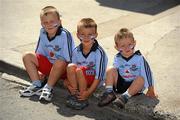 27 June 2010; Dublin supporters Christian O'Sullivan, five years, and his two brothers Jason, 4, and Dylan, 2, relax before the Meath v Dublin game at the Leinster GAA Football Senior Championship Semi-Finals, Croke Park, Dublin. Picture credit: Ray McManus / SPORTSFILE