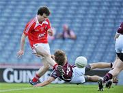 27 June 2010; Colm Judge, Louth, scores his side's only goal despite the challenge from Kevin Maguire, Westmeath. Leinster GAA Football Senior Championship Semi-Final, Westmeath v Louth, Croke Park, Dublin. Picture credit: Brendan Moran / SPORTSFILE