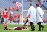 27 June 2010; A dejected Francis Boyle, Westmeath, as the umpires leave the pitch after the game. Leinster GAA Football Senior Championship Semi-Final, Westmeath v Louth, Croke Park, Dublin. Picture credit: Brendan Moran / SPORTSFILE