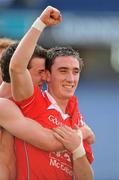 27 June 2010; Louth players Adrian Reed, left, and Derek Maguire celebrate after the game. Leinster GAA Football Senior Championship Semi-Final, Westmeath v Louth, Croke Park, Dublin. Picture credit: Brendan Moran / SPORTSFILE