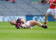 27 June 2010; Derek Heavin, Westmeath, calls for assistance after he sustained a suspected dislocated knee during the game. Leinster GAA Football Senior Championship Semi-Final, Westmeath v Louth, Croke Park, Dublin. Picture credit: Ray McManus / SPORTSFILE
