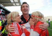 27 June 2010; Louth manager Peter Fitzpatrick celebrates with his daughters Grace and Daramay at the end of the game. Leinster GAA Football Senior Championship Semi-Final, Westmeath v Louth, Croke Park, Dublin. Photo by Sportsfile