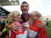 27 June 2010; Louth manager Peter Fitzpatrick celebrates with his daughters Grace and Daramay at the end of the game. Leinster GAA Football Senior Championship Semi-Final, Westmeath v Louth, Croke Park, Dublin. Photo by Sportsfile