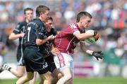 27 June 2010; Niall Quinn, Galway in action against Donal Brady and Glen Cryan, Sligo. Connacht GAA Football Minor Championship Semi-Final, Pearse Stadium, Galway. Picture credit: Ray Ryan / SPORTSFILE